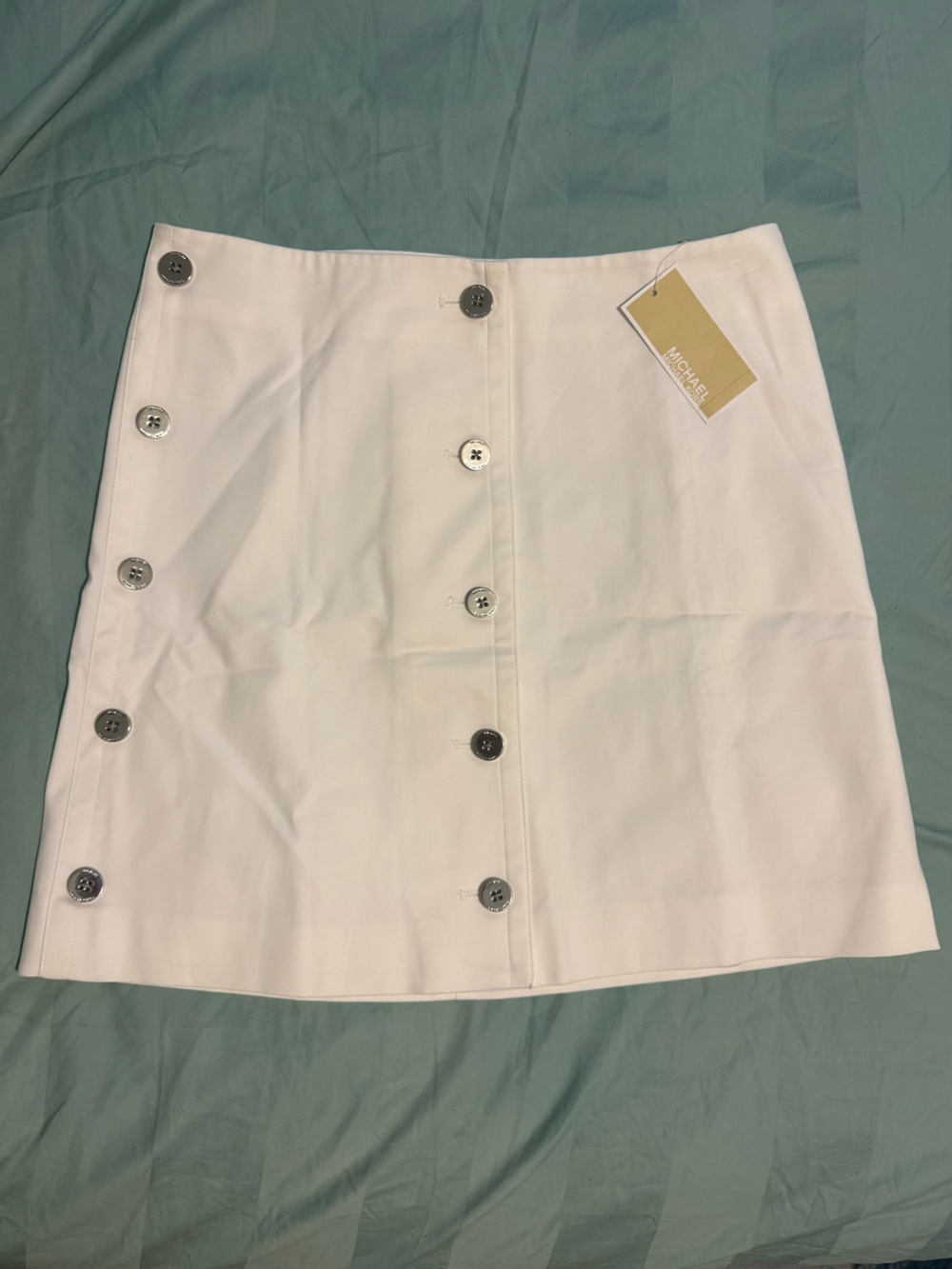 NWT 🤍 MICHAEL Michael Kors White Button-Front Mini Skirt 🤍